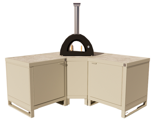 Roostr Rubix hoekopstelling met twee singles (voor kamado of pizzaoven) - timeless taupe