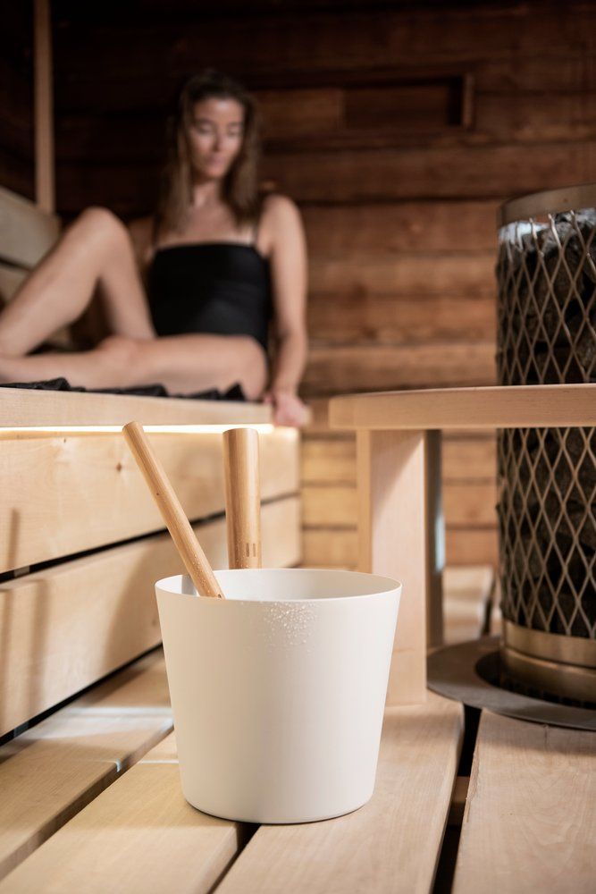 Rento aluminium sauna emmer (5 liter) met staafgreep - Wit