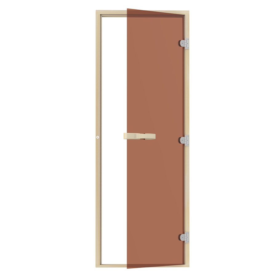 Omkeerbare saunadeur pinehout 79 x 189 cm - brons glas