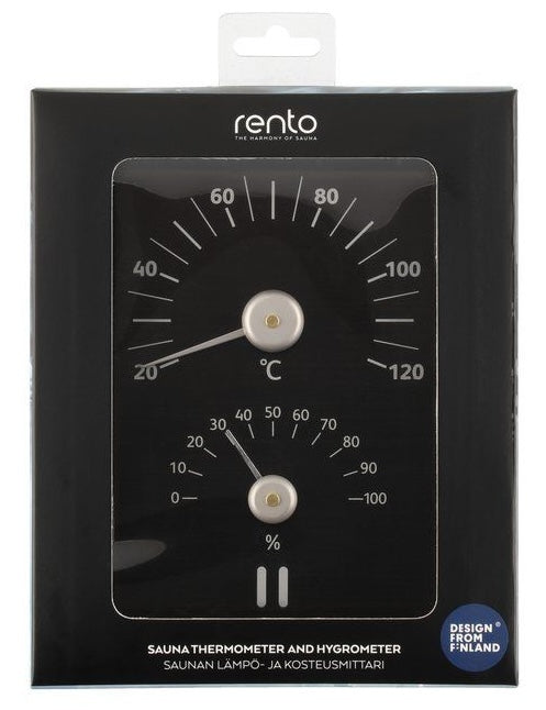 Rento sauna thermo-hygrometer rechthoek - bruin