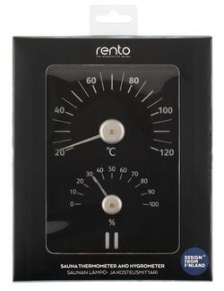 Rento sauna thermo-hygrometer rechthoek - bruin