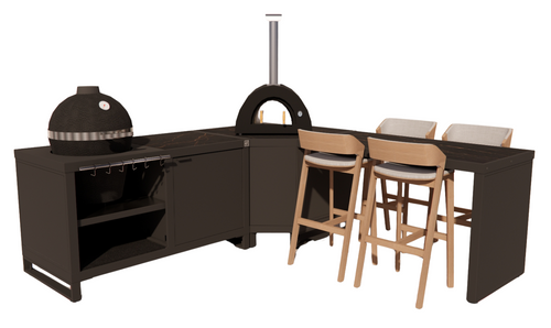 Roostr Rubix hoekopstelling met duo en bar - charcoal black