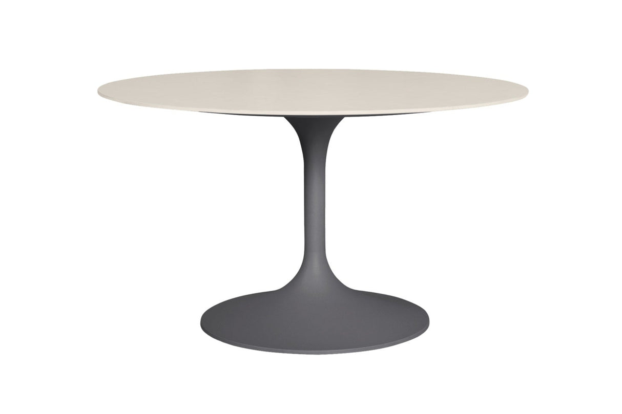 SUNS Nova dining table Ø 150 cm - Sintered stone taupe blad / Matt royal grey frame