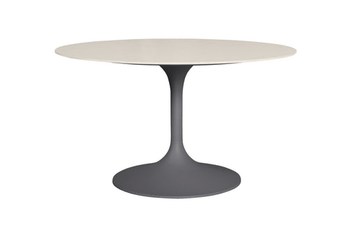 SUNS Nova dining table Ø 150 cm - Sintered stone taupe blad / Matt royal grey frame