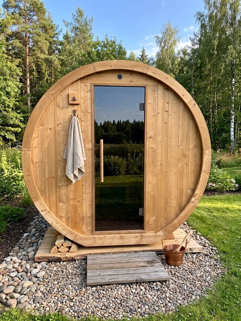 Vuren thermowood barrel sauna 140 cm