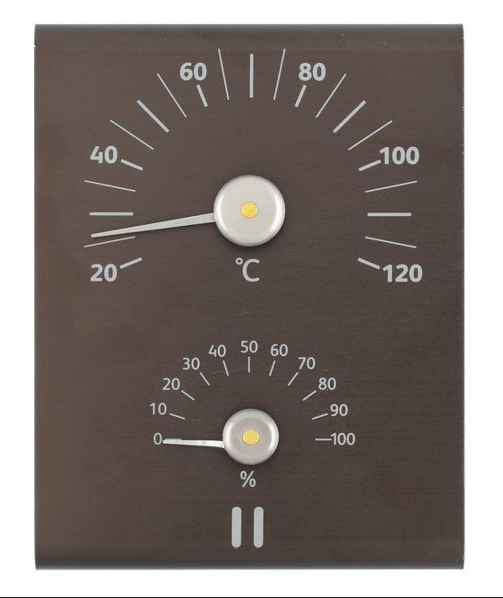 Rento sauna thermo-hygrometer rechthoek - bruin