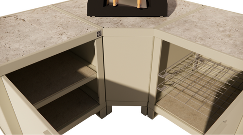 Roostr Rubix hoekopstelling met twee singles (voor kamado of pizzaoven) - timeless taupe