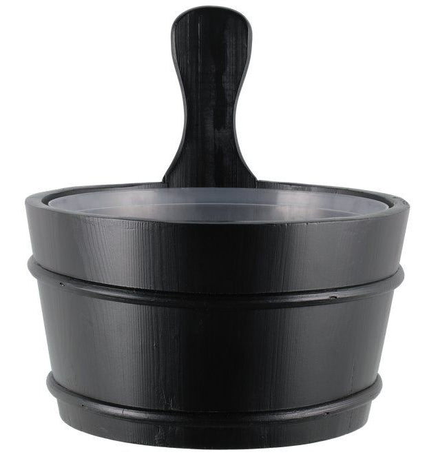 4Living houten sauna emmer (4 liter) met greep - pine (zwart)