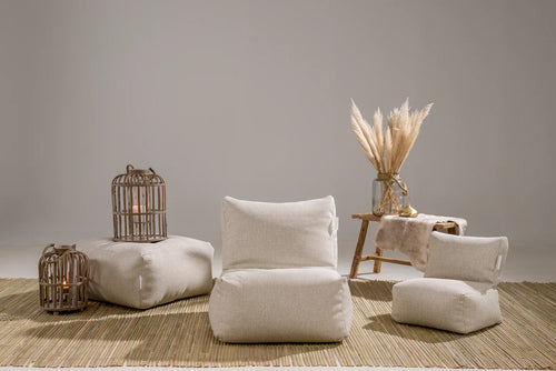 Laui Square Pouf - Boho Beige