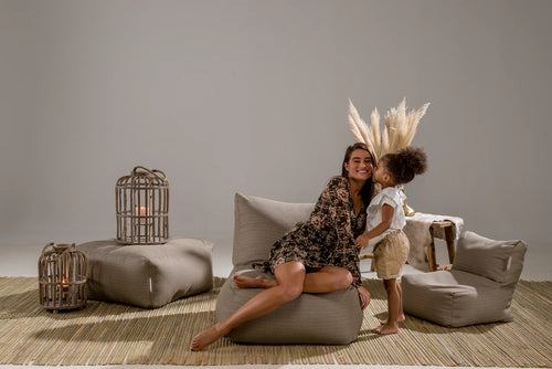 Laui Square Pouf - Boho Taupe