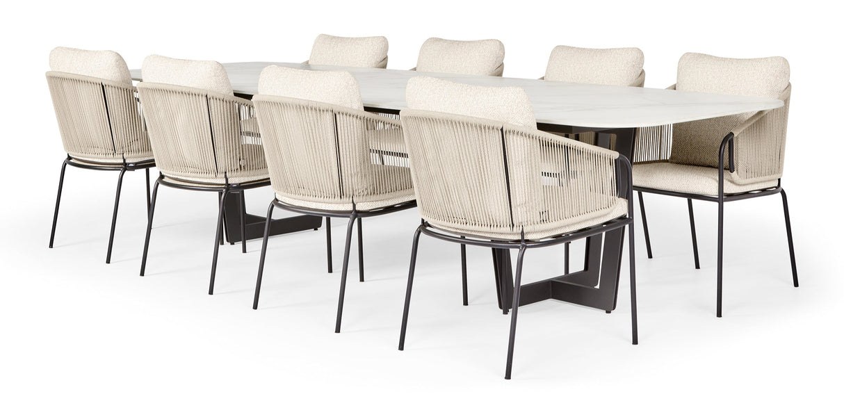 SUNS Palermo tafel 320 x 116 cm - Neolith white blad / Matt royal grey frame