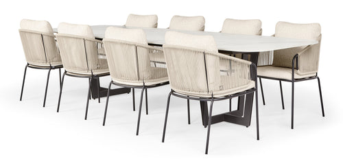 SUNS Palermo tafel 320 x 116 cm - Neolith white blad / Matt royal grey frame