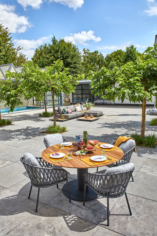 SUNS Grado tafel Ø170 x 75,5 cm - Teak blad / Matt royal grey frame