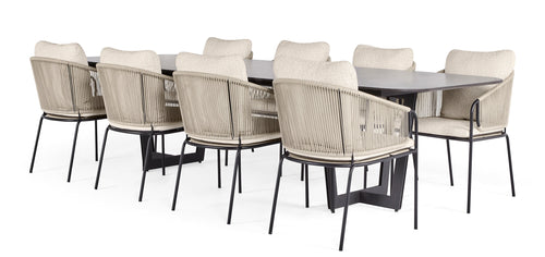 SUNS Palermo tafel 320 x 116 cm - Neolith black blad / Matt royal grey frame