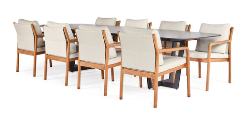 SUNS Palermo tafel 320 x 116 cm - Neolith black blad / Matt royal grey frame