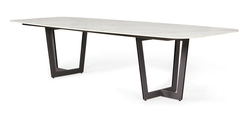 SUNS Palermo tafel 320 x 116 cm - Neolith white blad / Matt royal grey frame