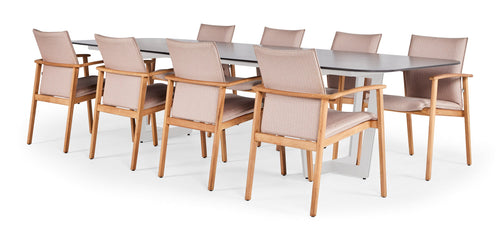 SUNS Palermo tafel 320 x 116 cm - Neolith black blad / Camel sand frame