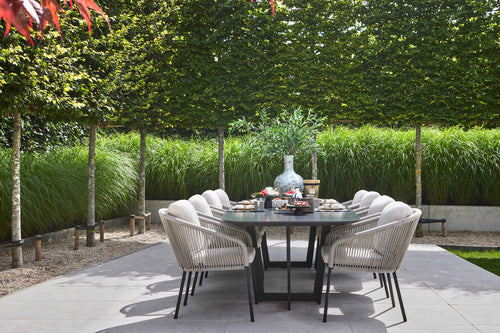 SUNS Palermo tafel 320 x 116 cm - Neolith black blad / Matt royal grey frame