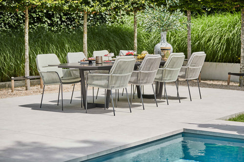 SUNS Palermo tafel 320 x 116 cm - Neolith black blad / Matt royal grey frame