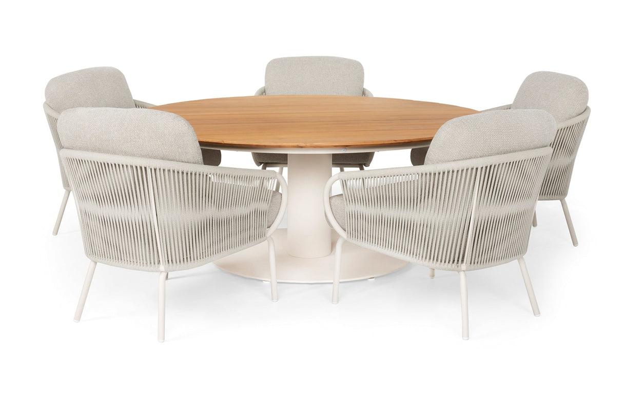 SUNS Dolce low dining chair - Natural gravel / Matt royal grey