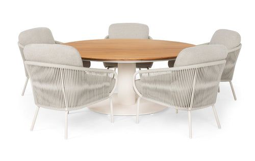 SUNS Dolce low dining chair - Natural gravel / Matt royal grey