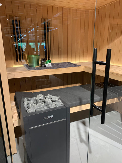 Rhodos maatwerk binnensauna 220 x 200 x 221 cm - elzenhout