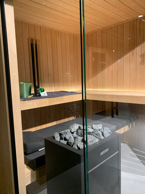 Rhodos maatwerk binnensauna 220 x 200 x 221 cm - elzenhout