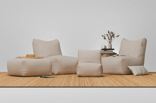 Laui Square Pouf - Boho Beige