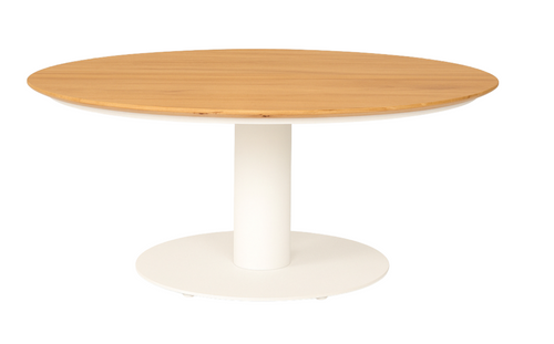 SUNS Grado lage tafel Ø170 x 69 cm - Teak blad / Matt white frame