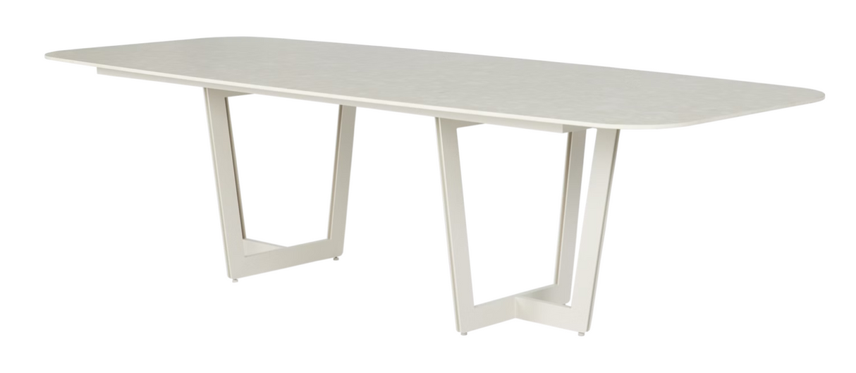 SUNS Palermo tafel 280 x 116 cm - Neolith white blad / Camel sand frame