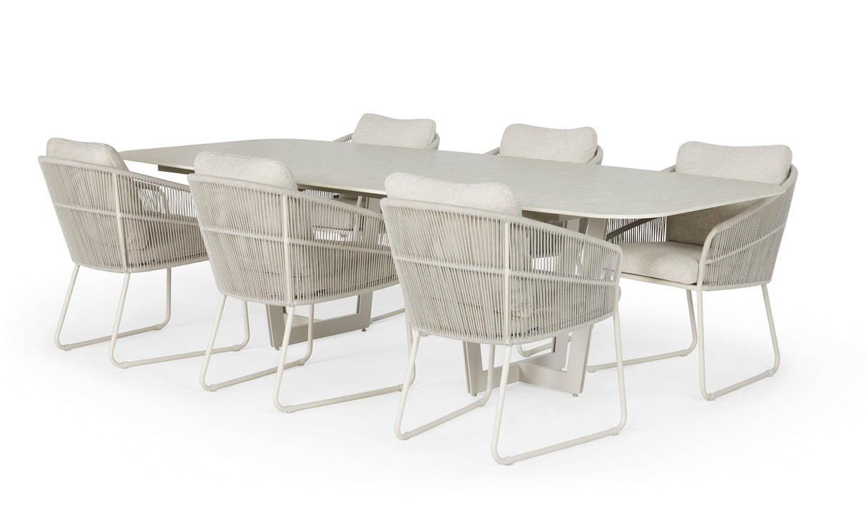 SUNS Palermo dinding table - Camel sand / Neolith Terrazzo light taupe