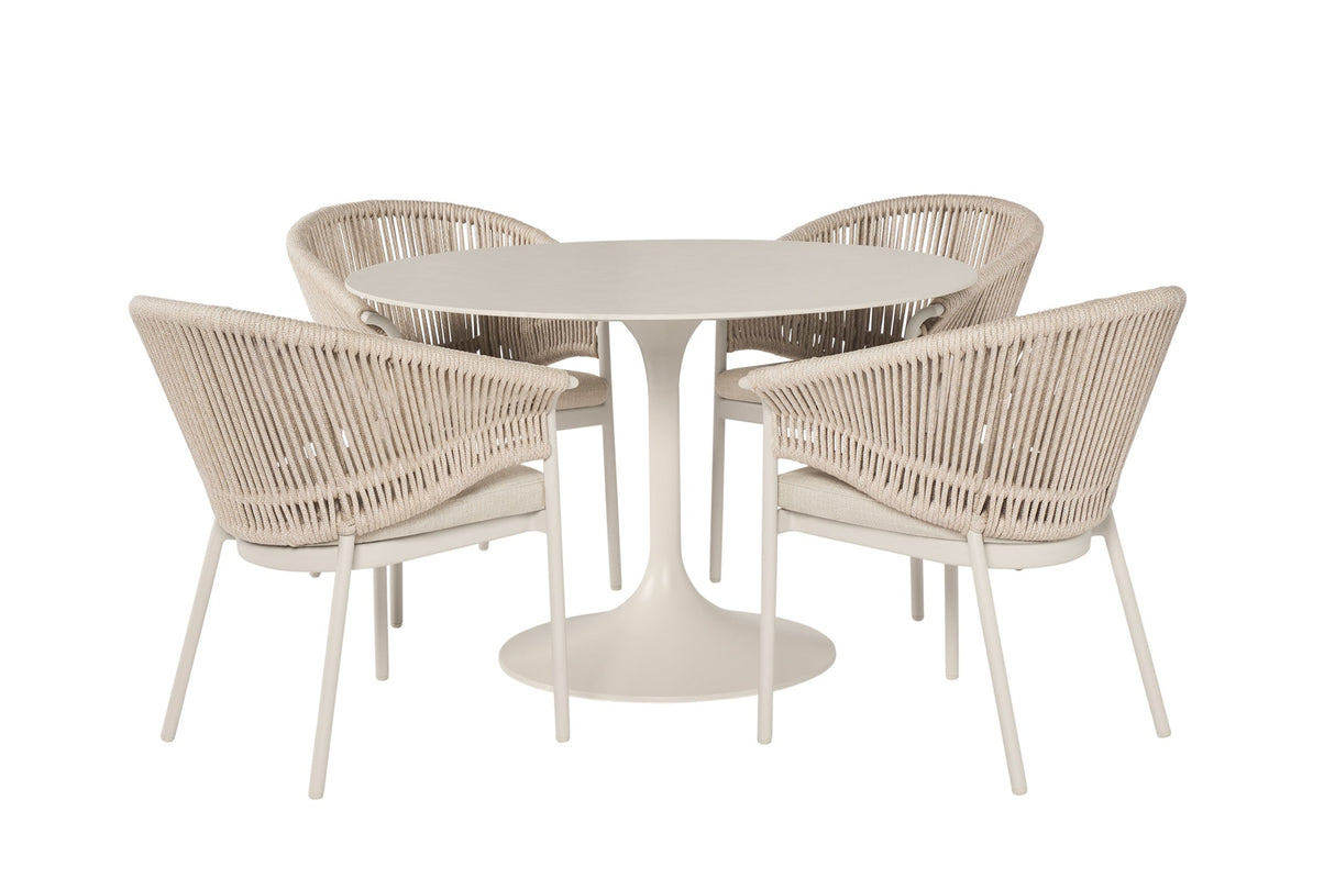 SUNS Nova dining table Ø 150 cm - Sintered stone taupe blad / Matt royal grey frame