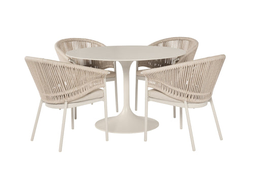 SUNS Nova dining table Ø 150 cm - Sintered stone taupe blad / Matt royal grey frame