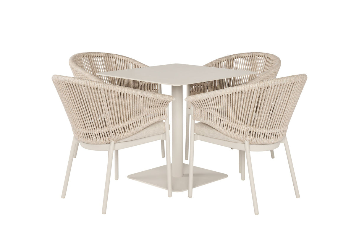 SUNS Nova dining table Ø 150 cm - Sintered stone taupe blad / Matt royal grey frame