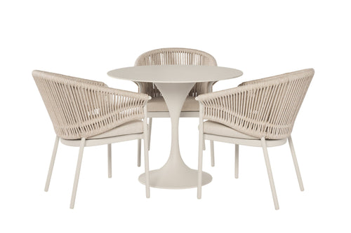 SUNS Nova dining table Ø 150 cm - Sintered stone taupe blad / Matt royal grey frame