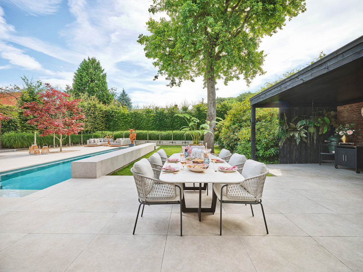 SUNS Palermo dinding table - Camel sand / Neolith Terrazzo light taupe