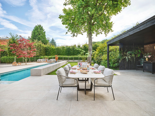 SUNS Palermo dinding table - Camel sand / Neolith Terrazzo light taupe