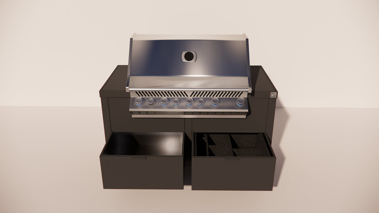 Roostr Rubix opstelling met gasbarbecue en wielen - charcoal black