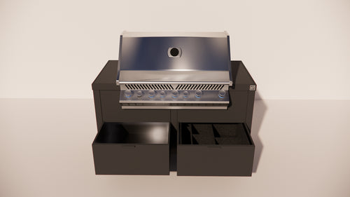 Roostr Rubix opstelling met gasbarbecue en wielen - charcoal black