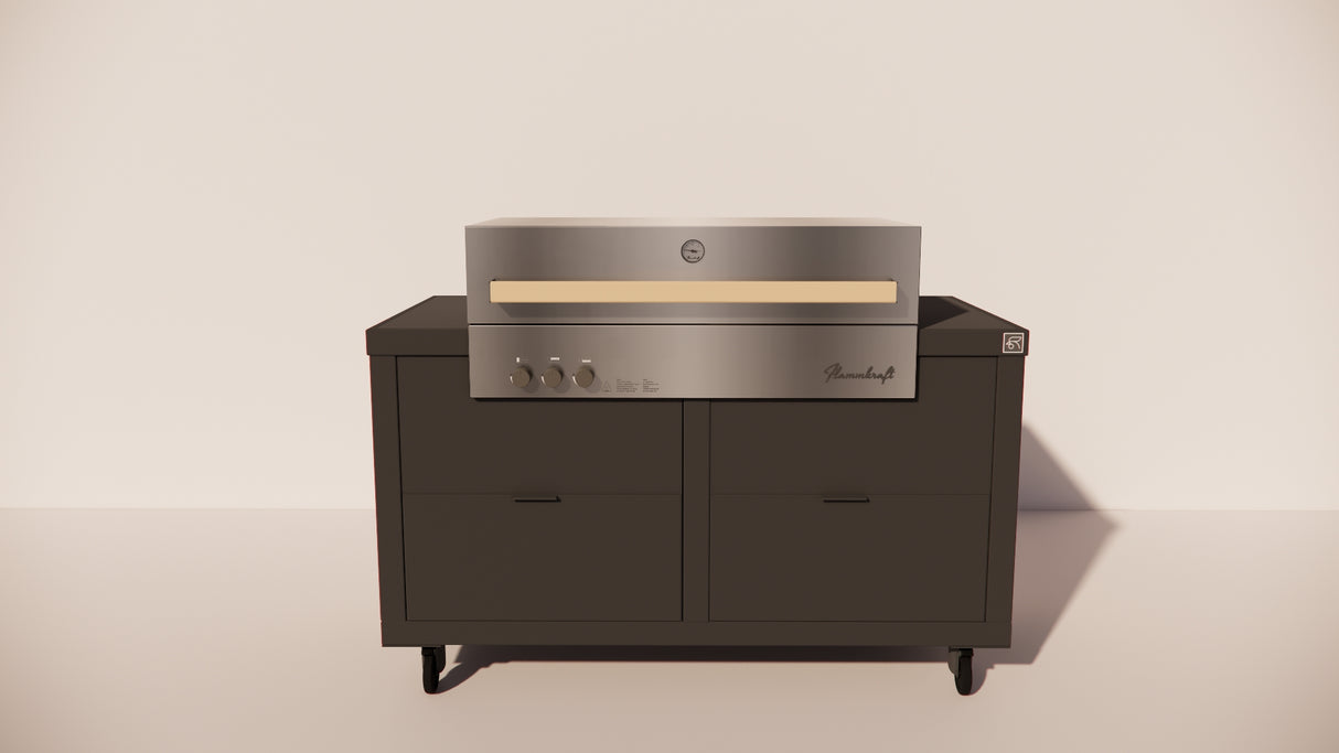 Roostr Rubix opstelling met gasbarbecue en wielen - charcoal black