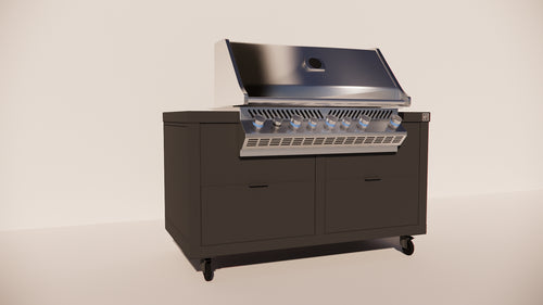 Roostr Rubix opstelling met gasbarbecue en wielen - charcoal black
