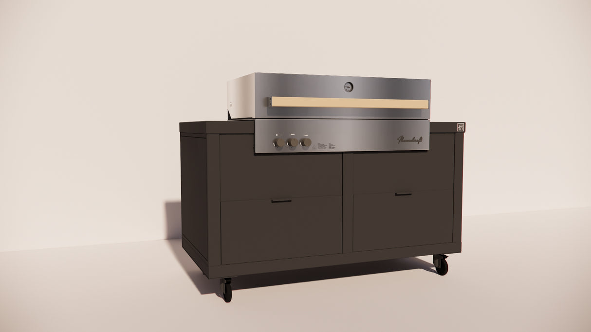 Roostr Rubix opstelling met gasbarbecue en wielen - charcoal black
