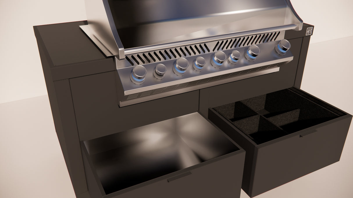 Roostr Rubix opstelling met gasbarbecue en wielen - charcoal black