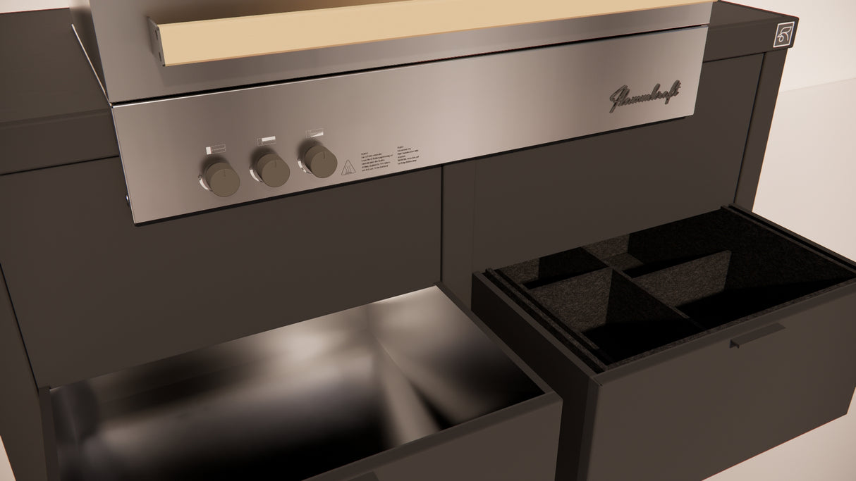 Roostr Rubix opstelling met gasbarbecue en wielen - charcoal black