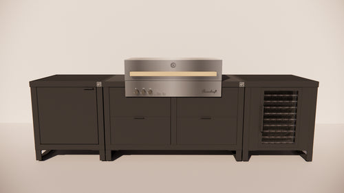 Roostr Rubix opstelling met gasbarbecue en koelkast - charcoal black