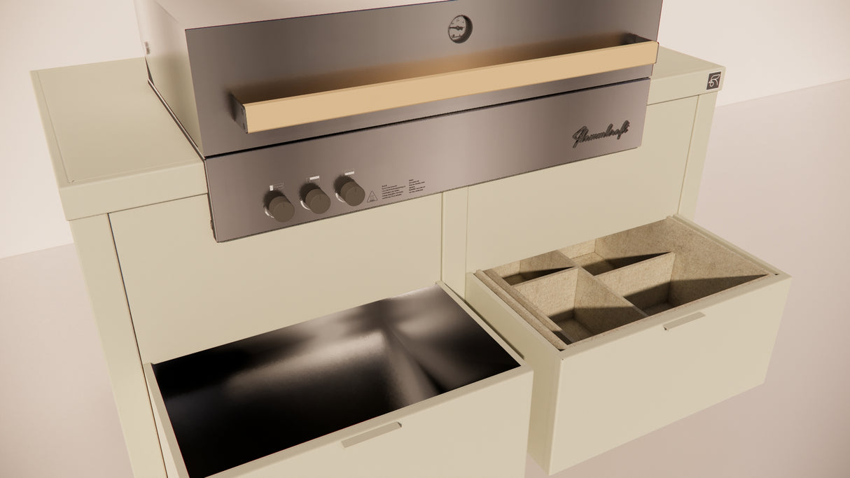Roostr Rubix opstelling met gasbarbecue en wielen - timeless taupe