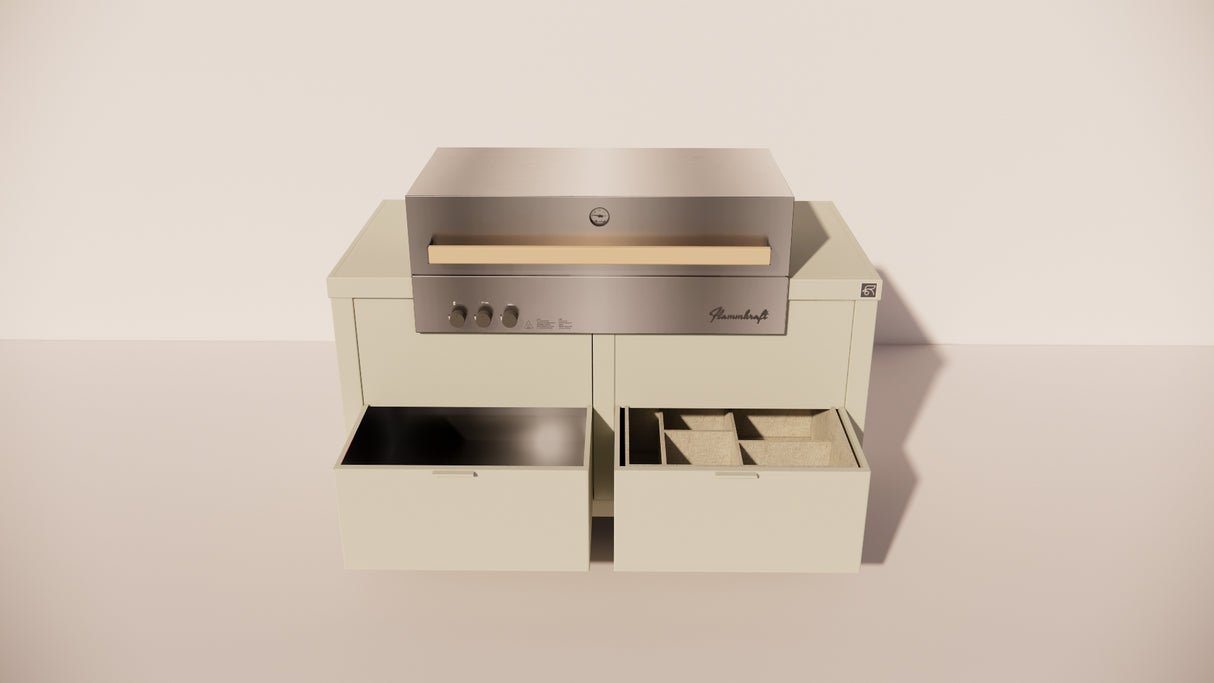 Roostr Rubix opstelling met gasbarbecue en wielen - timeless taupe