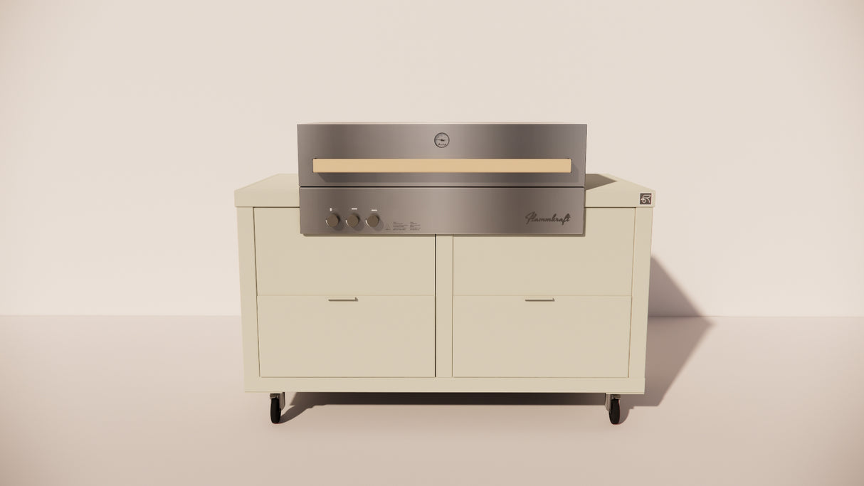 Roostr Rubix opstelling met gasbarbecue en wielen - timeless taupe