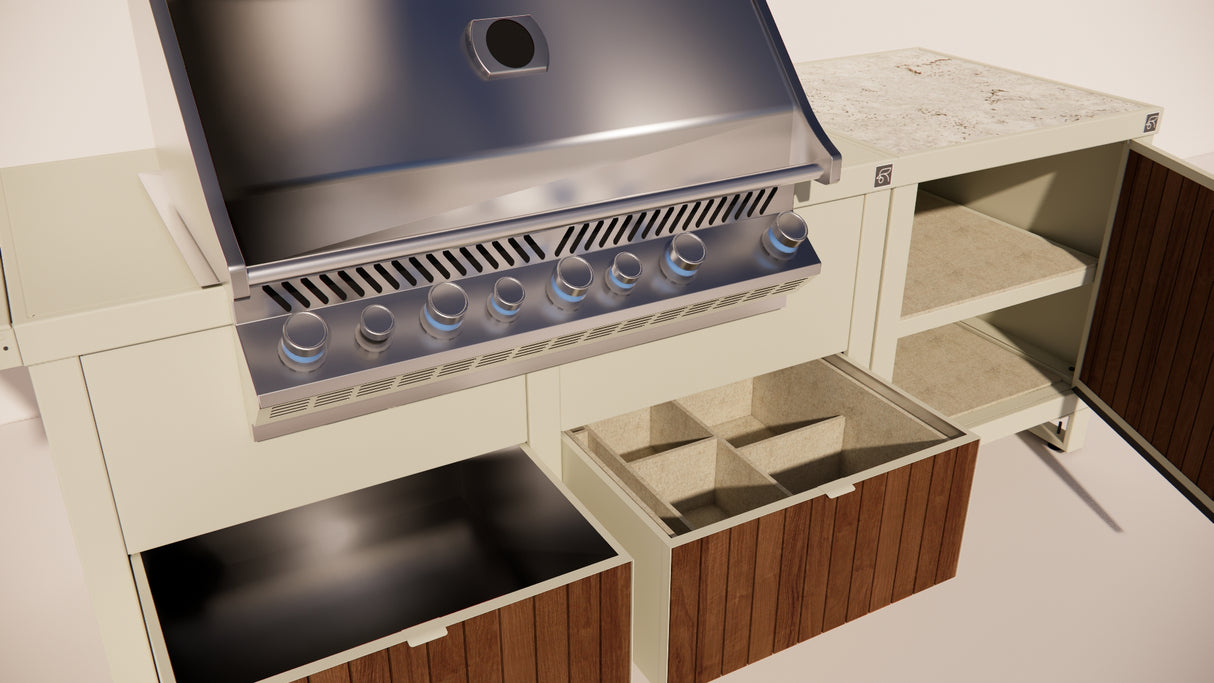 Roostr Rubix opstelling met gasbarbecue single werkblad – timeless taupe