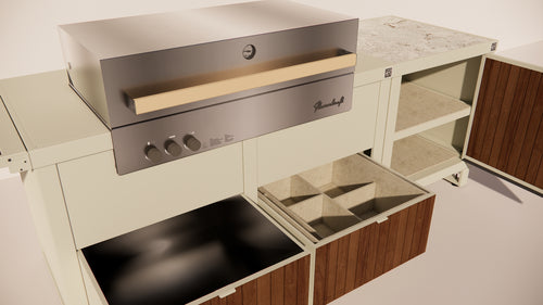 Roostr Rubix opstelling met gasbarbecue single werkblad – timeless taupe